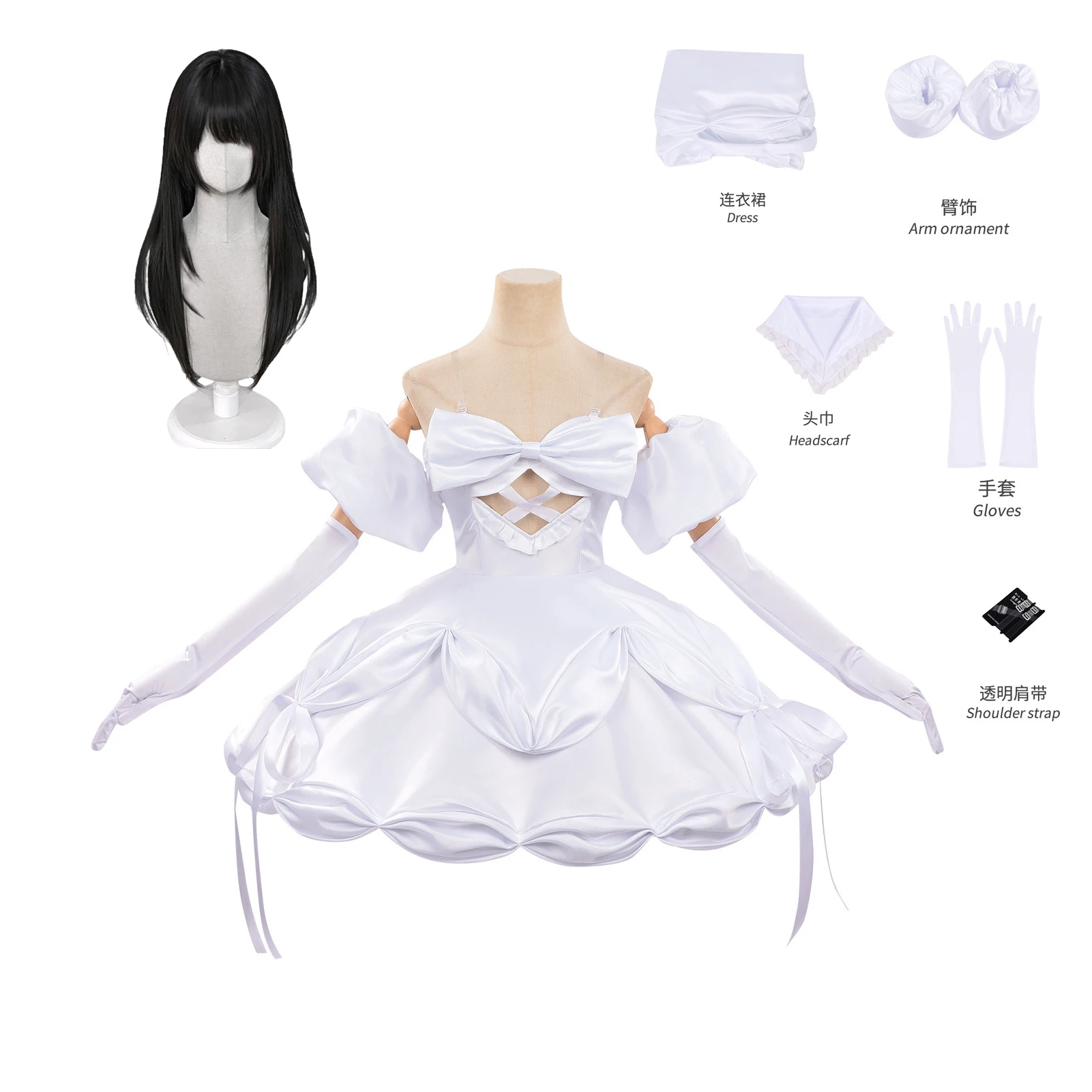 anime-zombie-stage-sua-cosplay-costume-wig-alien-stage-white-dress-socks-bow-tie-headscarf-outfit-halloween-party-role-play
