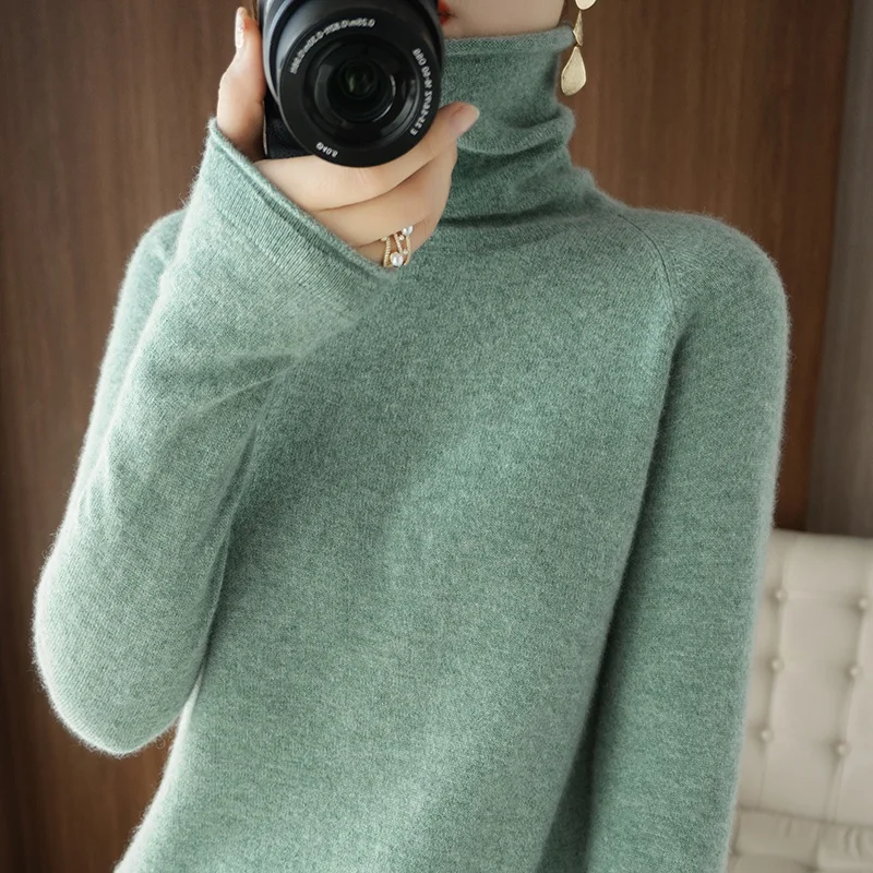 

2023 New Turtleneck Cashmere Women Sweaters Casual Knitted Jumper Female Bottoming Pullover Sweater women Autumn Winter Sweater