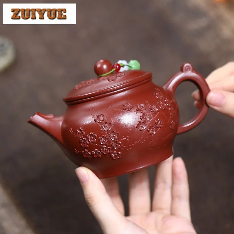 

260ml Yixing Purple Clay Teapots Famous Artists Handmade Plum Blossom Ruyi Pot Raw Ore Dahongpao Mud Kettle Zisha Tea Set Craft