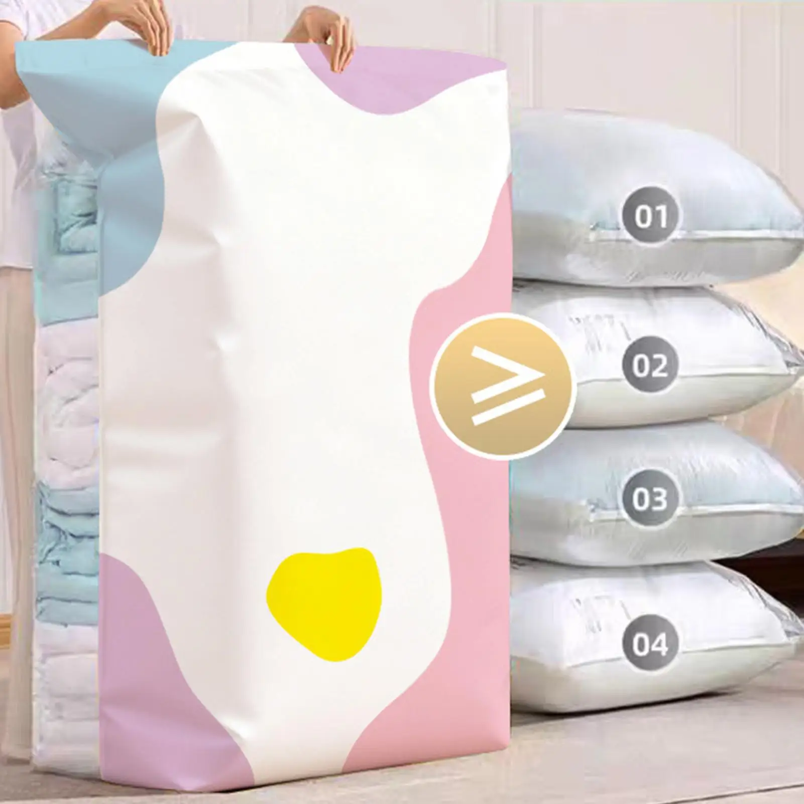 Vacuum Storage Bag No-Pump Compression Comforter Roll up compression thickening Reusable for Clothing down comforters bedding