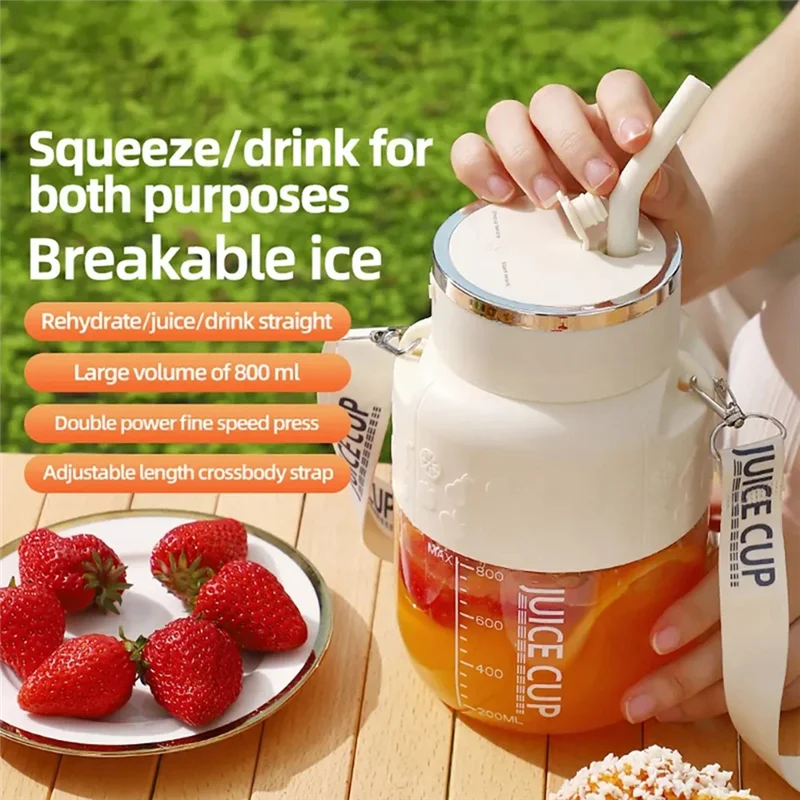 

ABBZ-Wireless Portable Juicing Bucket Electric 800Ml Cup Fresh Fruit Juicer With Large Capacity And 10 Stainless Steel Blades