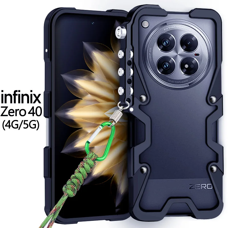 

Luxury aluminum alloy hollow heat dissipation Back Cover For Infinix Zero 40 5G Military shockproof Case For Infinix Zero 40 5G