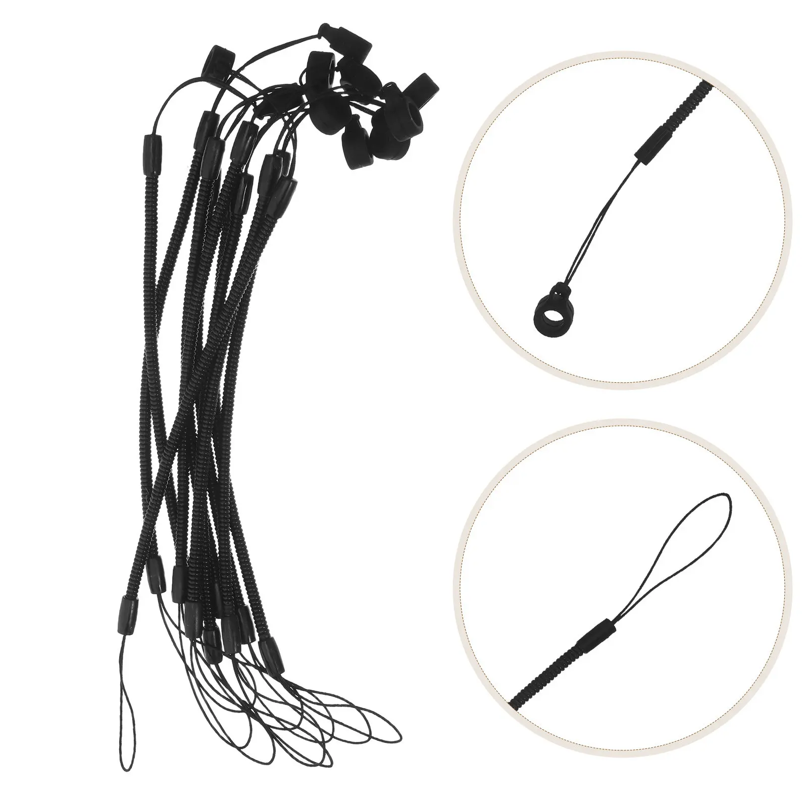 

10Pcs Anti-Lost Pen Tether Coil Elastic Stylus Lanyards 23Cm Black Retractable Spring Rope Portable Pen Holder for Tablet Desk