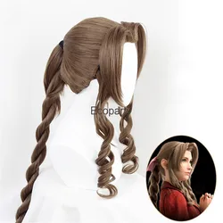 Anime Wigs Final Fantasy Cosplay FF7 Aerith Gainsborough Wig Heat Resistant Synthetic Hair Brown Cosplay Wig + Free Wig Cap