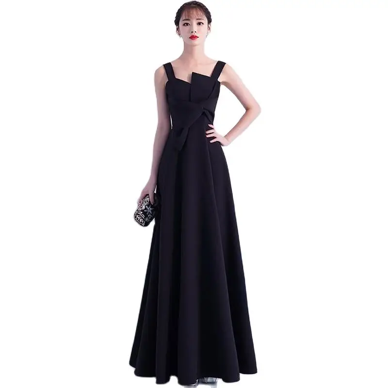 New Fashion 2023 Black Elegant Evening Dress Sexy Robe De Soiree Women Long Party Dresses Sleeveless A Line Ladies Formal Gowns