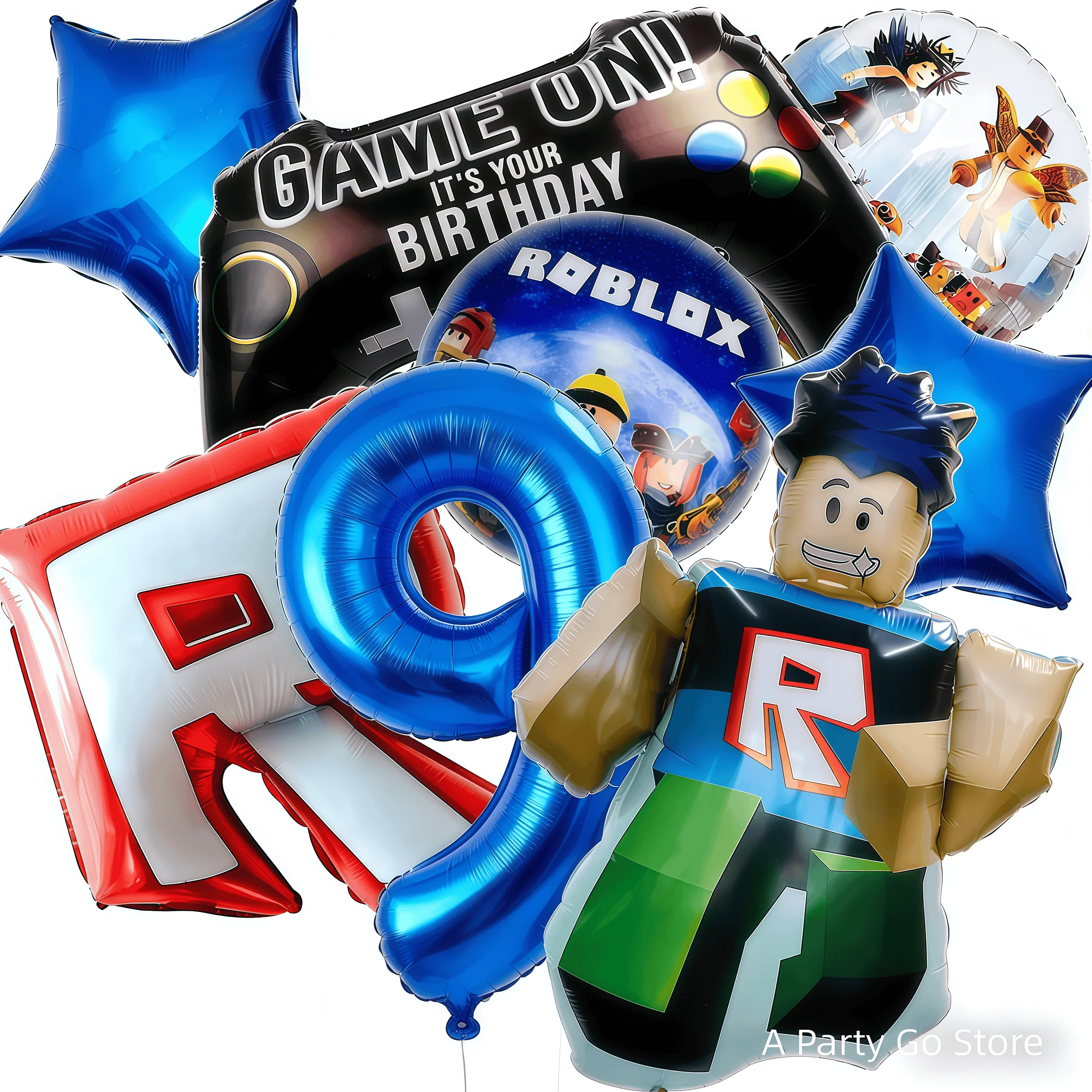 Roblox Ballonnen Cartoon Game Roblox Set Jongensballonnen Cartoon Dubbelzijdig gevormd Verjaardagsfeestje Decor Babyshower Nummer