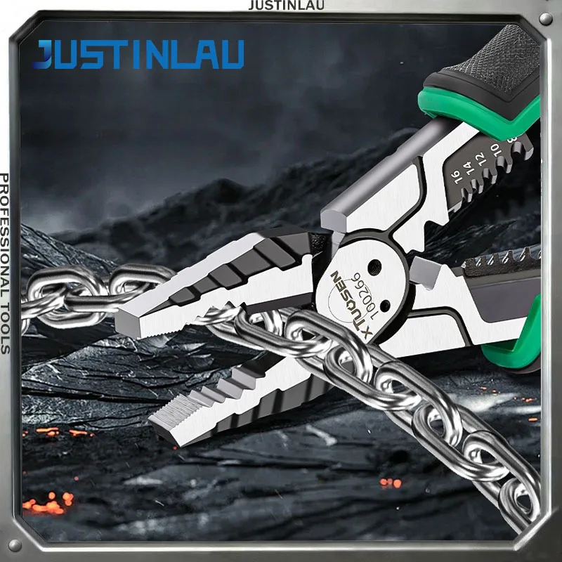 

JUSTINLUA 1PC Multi Functional Heavy Duty Alloy Wire Cutting Machine Diagonal Needle Mouth Pliers Universal Wire Pliers