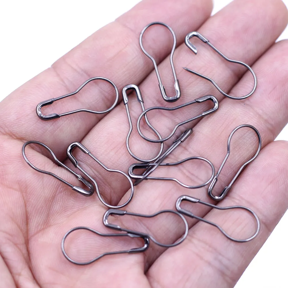 1500Pcs Gunmetal Coilless Pear Bulb Gourd Calabash Shape Alloy Knitting Stitch Marker Hangtag Safety Pins 21mm