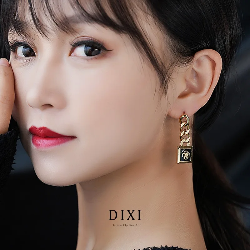 

Классические серьги Xiaoxiangfeng 1025, модная трендовая цепочка, черные серьги с подвеской в виде темперамента с капающим маслом