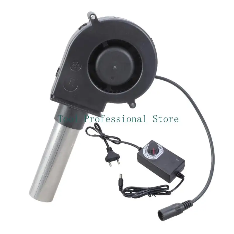 

57QF BBQ Fan Small Portable Air Blower with Air Collecting Port Power Supply Speed Controller Cooking Blower for Cooling