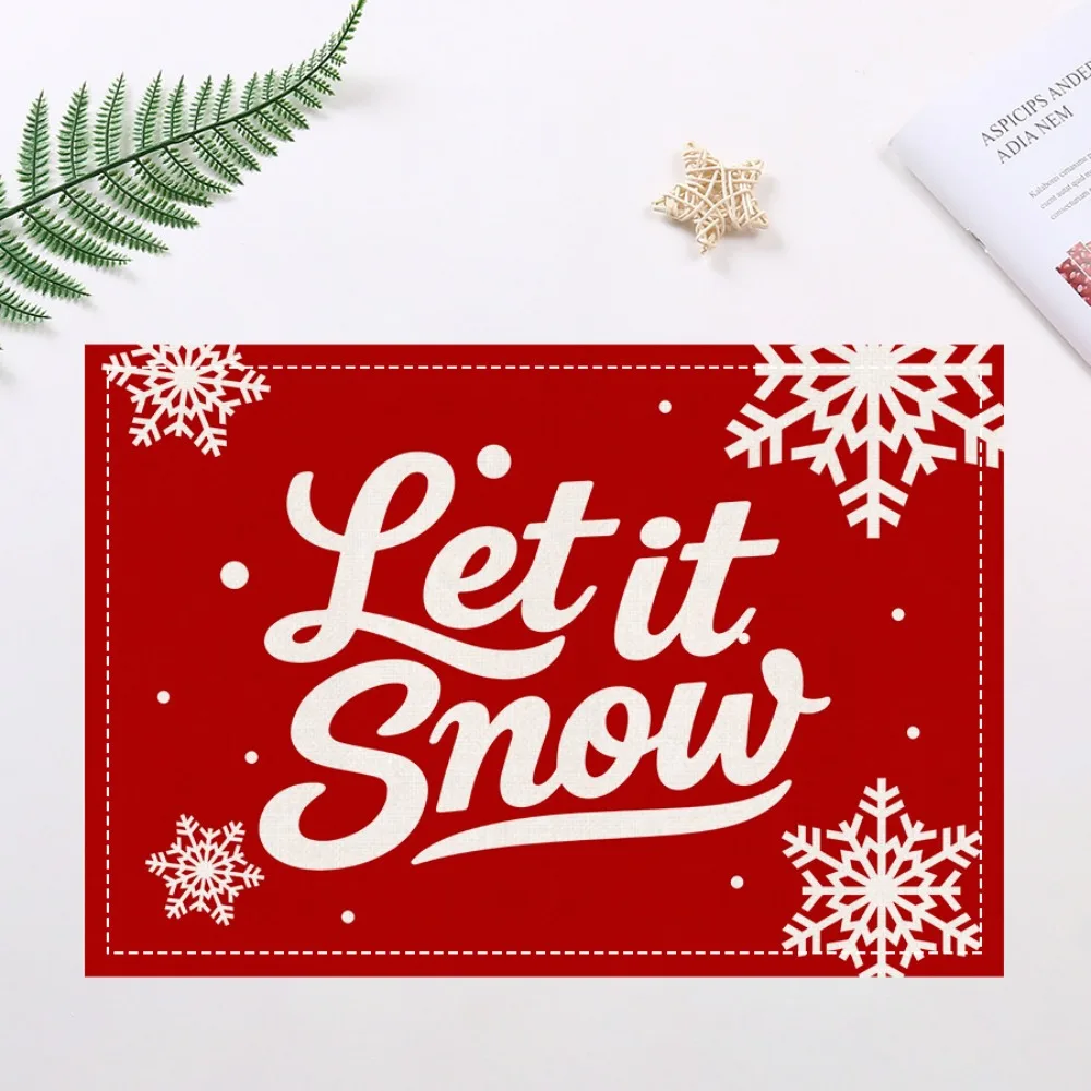 Christmas Winter Table Mat Red Green Plaid Snowflake Festive Placemat for Holiday Table Winter Dinner Party Home Decoration