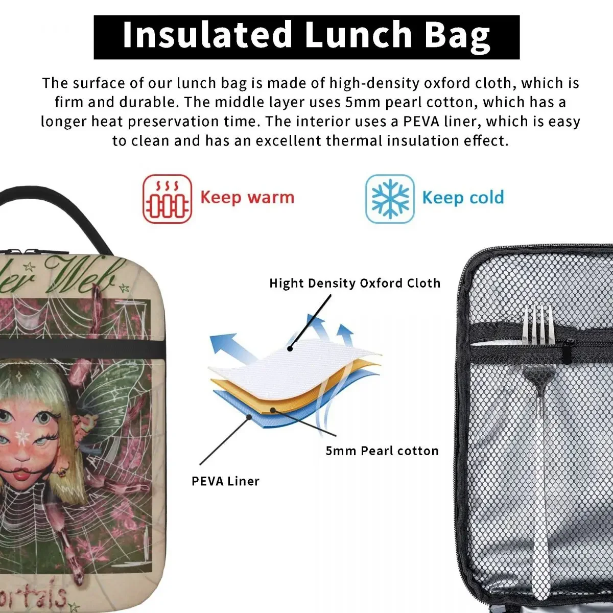 Melanie Martinez Portals Thermal Insulated Lunch Bag for Office Portable Bento Box Thermal Cooler Lunch Boxes