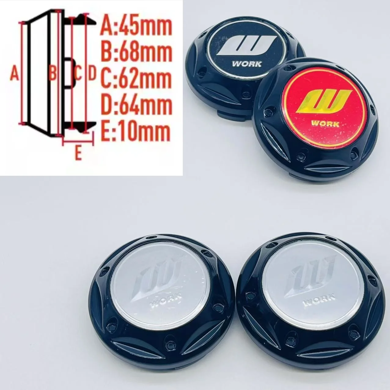 4pcs 68mm Wheel Center Hub for W Work Styling Rims Hub Cover Cap Emblem 56mm Badge Sticker Decals Styling accessories