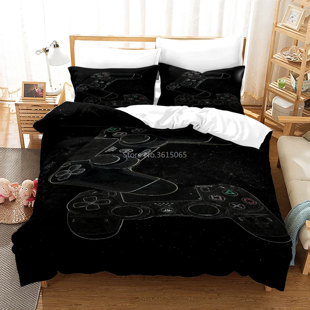 Black Gamer Gamepad 3d Bedding Set Printed Duvet Cover Set with Pillowcase Twin Full Queen King Bed Linen Comforter Cover Sets