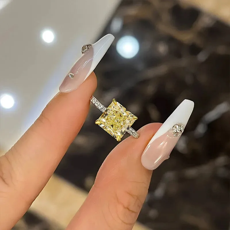 Fashion Female silver color Rings Moissanite Shaped zircon Square Women Ring Rectangle Cubic Zirconia Engagement Wedding Jewelry