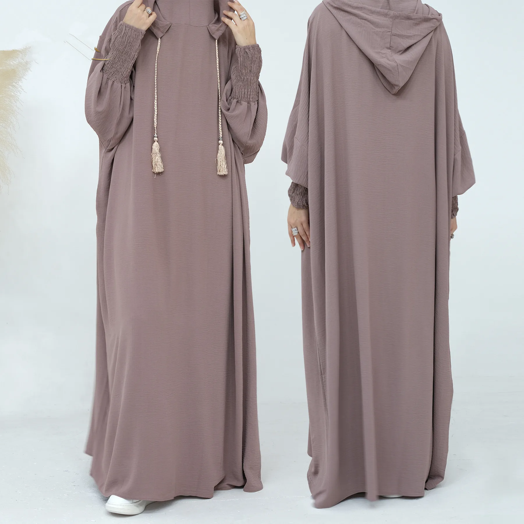 Modesto con cappuccio Abaya donne musulmane vestito Eid 2024 Dubai arabo turchia malese Arabisch Umrah Abaya con Hijab femminile LR663