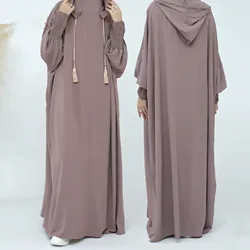 Modest Hooded Abaya Muslim Women Eid Dress 2024 Dubai Arab Turkey Malay Arabisch Umrah Abayas With Hijab Female LR663