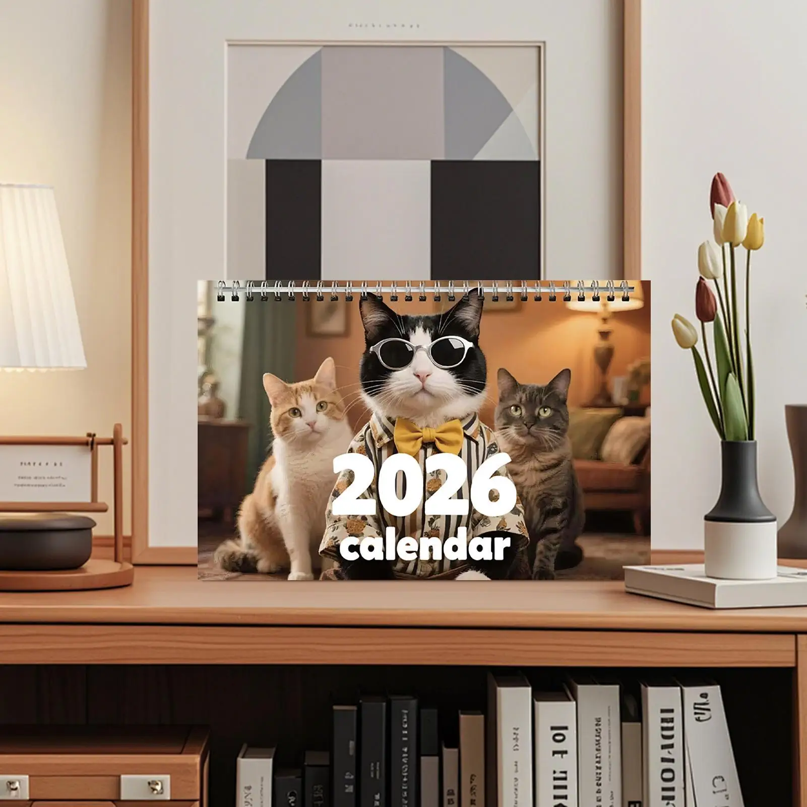 Cat Wall Calendar 2026 Cool Cat Monthly Calendar For Office January December 2026 Coil Binding Planner For Family Wall Office