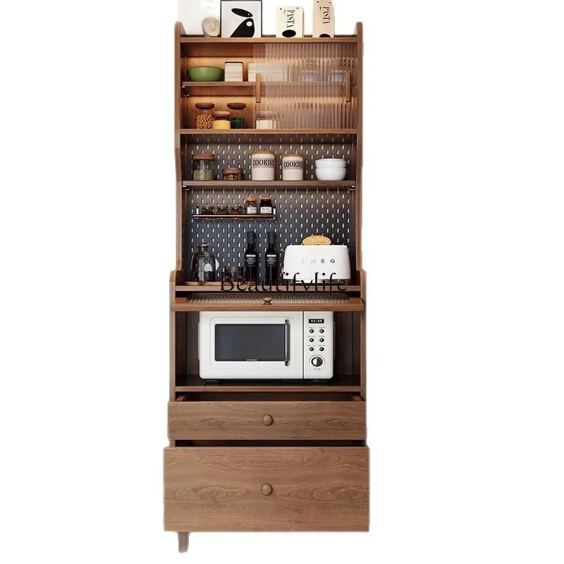 

LJY*Solid wood dining side cabinet integrated against the wall narrow household living room storage cabinet