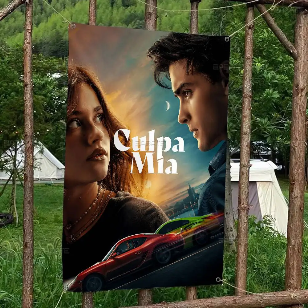 خطأي Culpa Mia 2023 فيلم صغير الحجم التشجيع راية اليد سحبت العلم أعلام الغلاف الجوي في الهواء الطلق #3