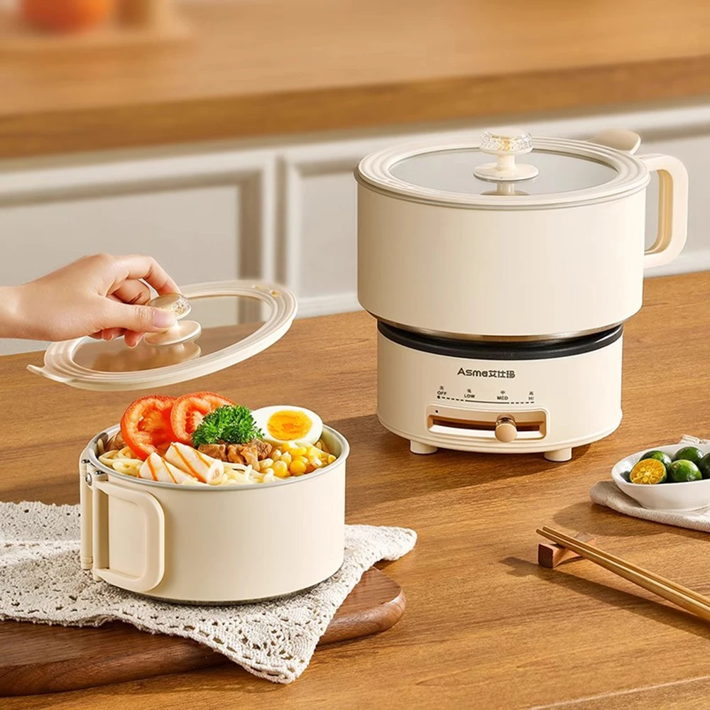 1.8L พับหม้อทําอาหารไฟฟ้าบ้านมัลติฟังก์ชั่กระทะไฟฟ้า Hotpot หม้อหุงข้าว Non-Stick กระทะไฟฟ้าสําหรับเดินทาง