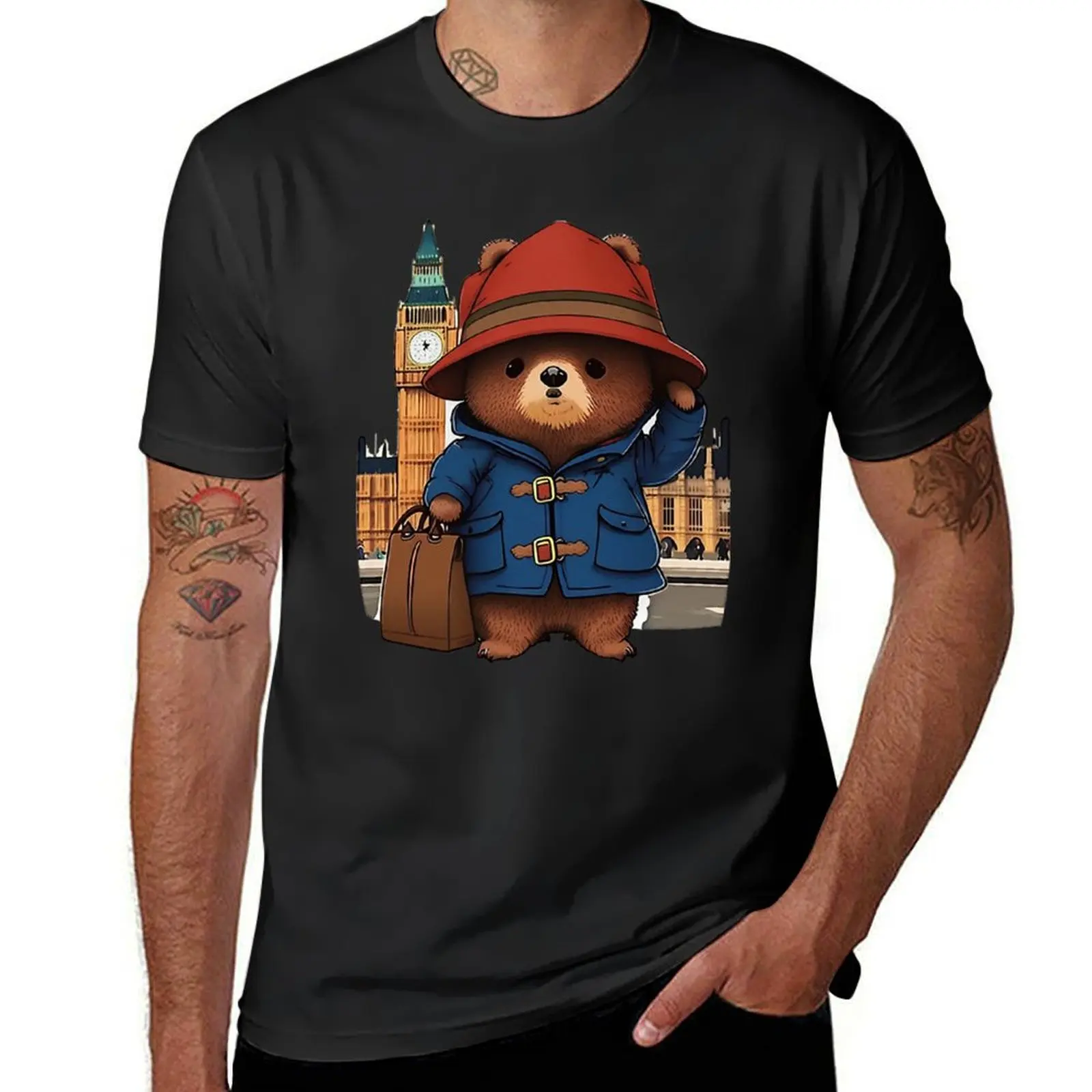 Paddington Bear in London T-Shirt cute tops oversizeds korean fashion quick drying mens graphic t-shirts