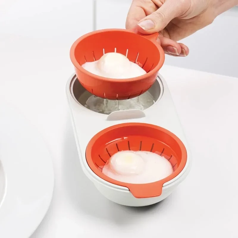 1Pcs Mini Double Egg Cooker Creative Tableware Microwave Oven Egg Steamer Double Layer Steam Egg Bowl with Lid Kitchen Gadgets