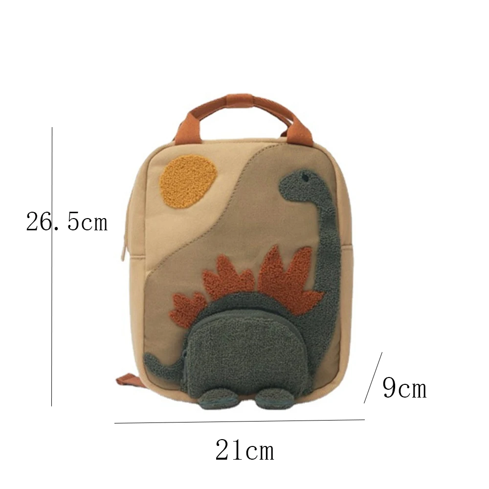 Lona bonito dos desenhos animados dinossauro jardim de infância nome bordado pequeno animal em forma meninos meninas mochila personalizado crianças mochilas