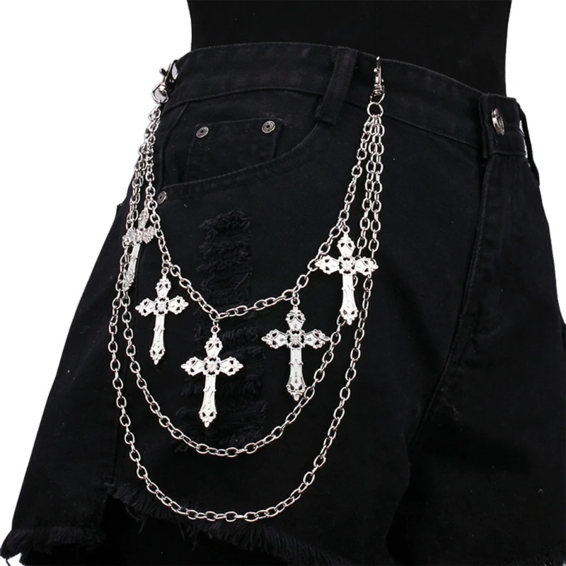 Chaîne pantalon Hip Hop pour danseurs Punks Egirl Eboy Harajuku, chaîne latérale Punk en Jean, chaînes multicouches pour jupe