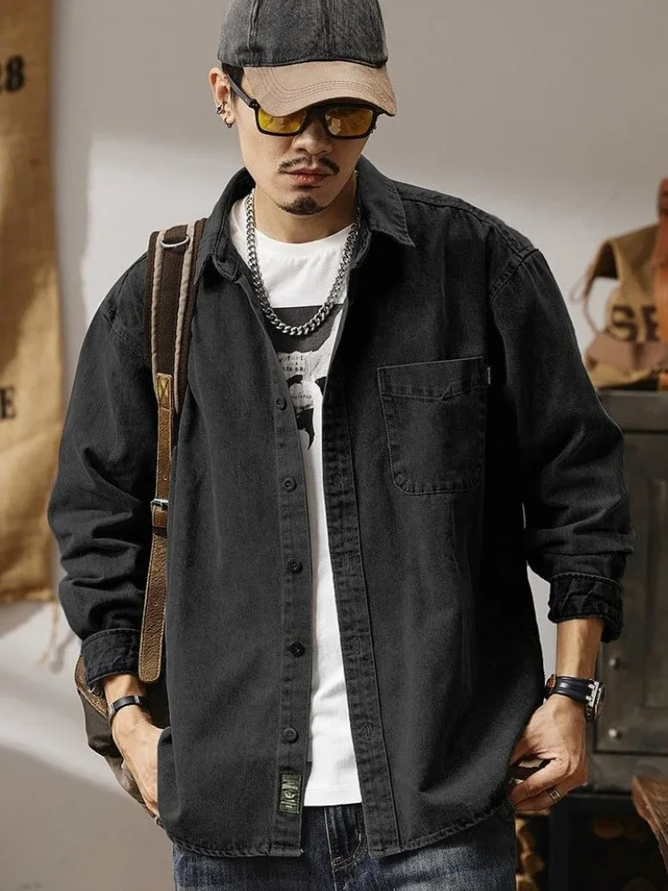 

Spring and Autumn Cowboy Coat for Men Black Denim Jackets Man Korean Popular Clothes Washed Joker Worn Fashion Rock Y2k Menswear