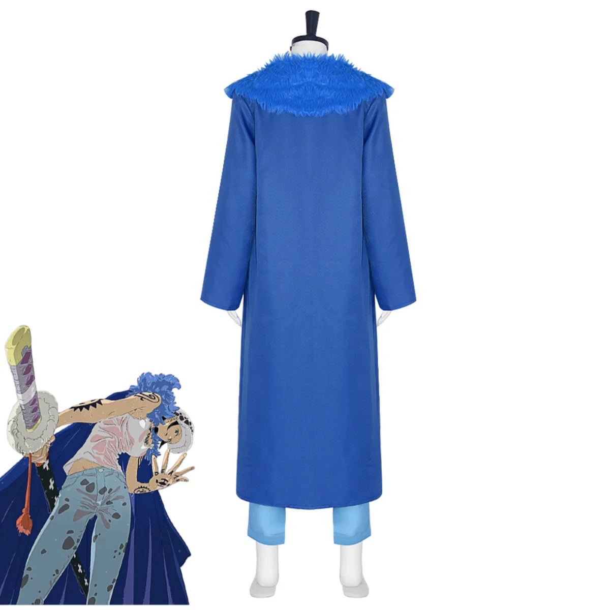 مجموعة حفلات الهالوين أنيمي ترافالغار د. قانون المياه تأثيري حلي الأزرق أفخم طوق معطف عباءة السراويل الزرقاء موحدة الكبار رجل امرأة