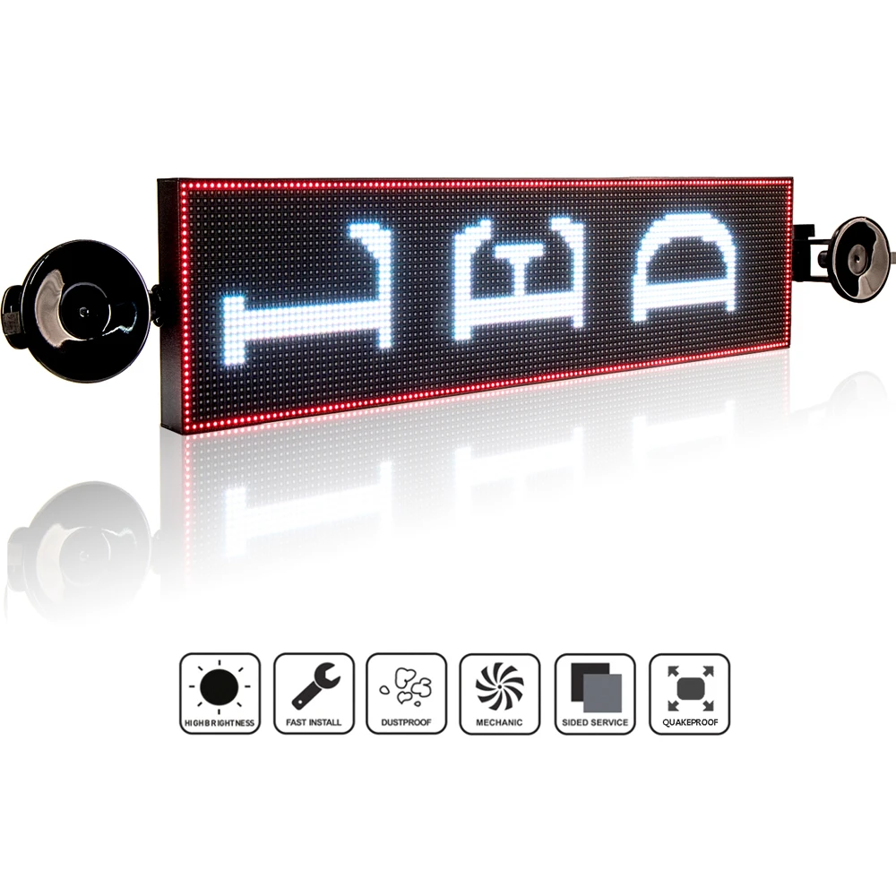 12V P4 Car Led Sign Display RGB Full Color Smartphone Programmable Scrolling Message Board Multi-Language Led Sign Screen 52CM