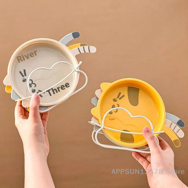 3Pcs Cute Cat-Print Plastic Dessert Plate – Reusable Snack and Bone Dish, Microwave- and Dishwasher-Safe Kitchen Tableware