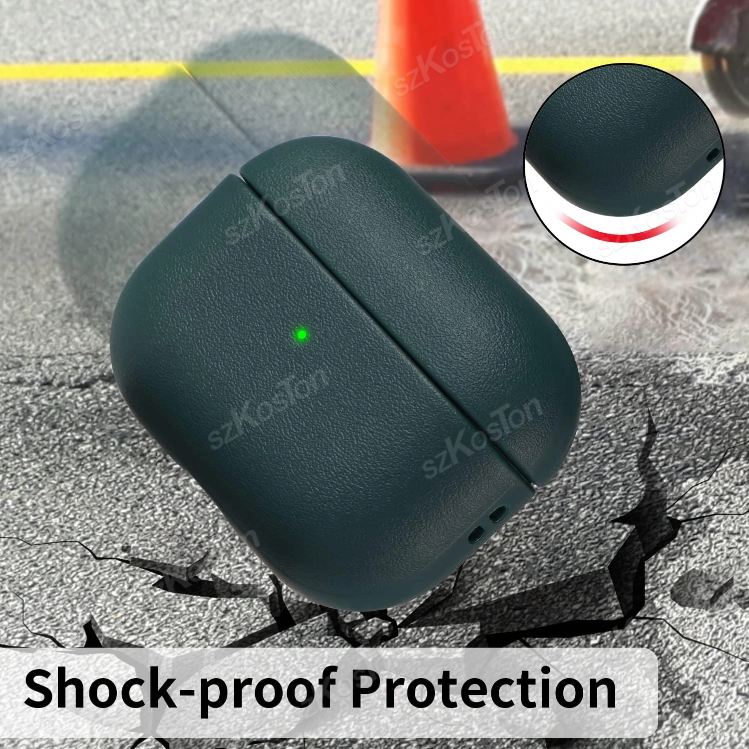 Casing Pelindung Bertekstur Kulit PU untuk Airpods Pro 3 Penutup Lembut Seluruh Badan dengan Tali Penyandang Anti Jatuh Anti Selip Kulit Pelindung