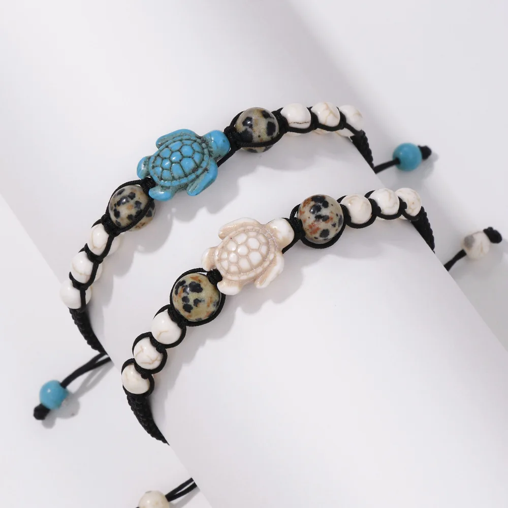 WHOLESALE BEST SELLER - Vintage Turquoise Turtle Beaded Hand Braided Couple Bracelet - Turtle Wish Bracelets Set