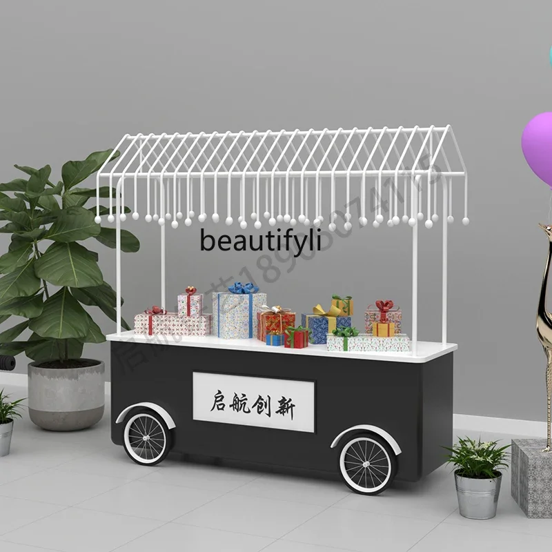 

ssK178 ss25 European wrought iron float street stall car creative supermarket stall car with cabinet mobile
