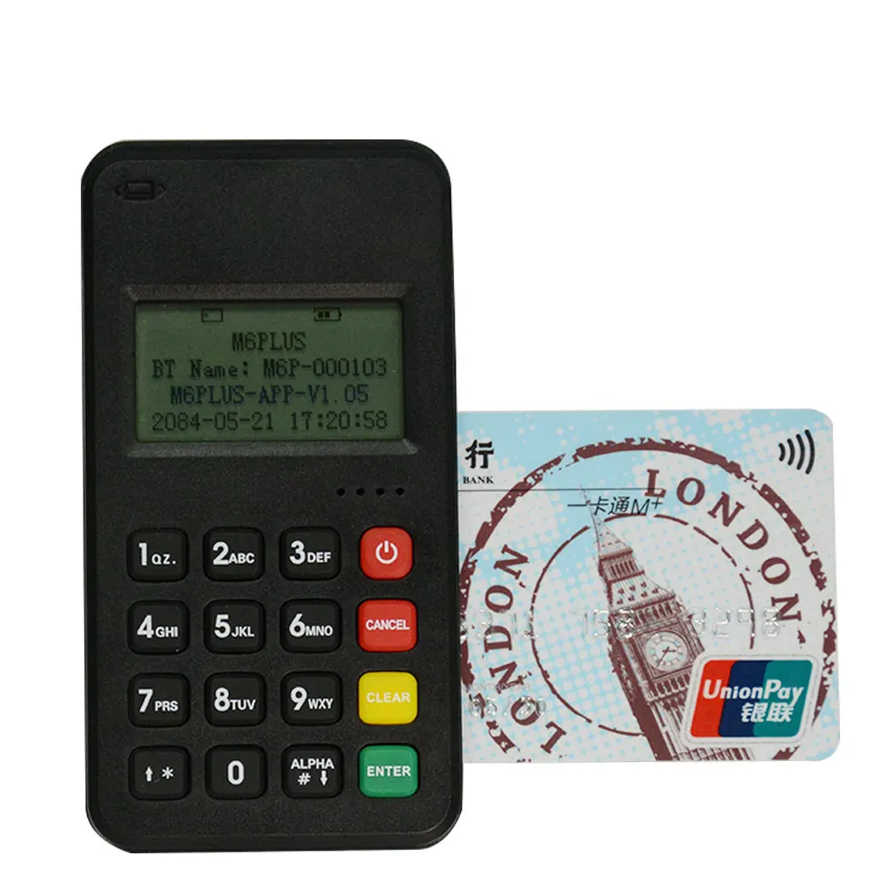 Bluetooth EMV PCI Contactless NFC Android Mpos with Pinpad for Bank Card payment transaction (M6 Plus)