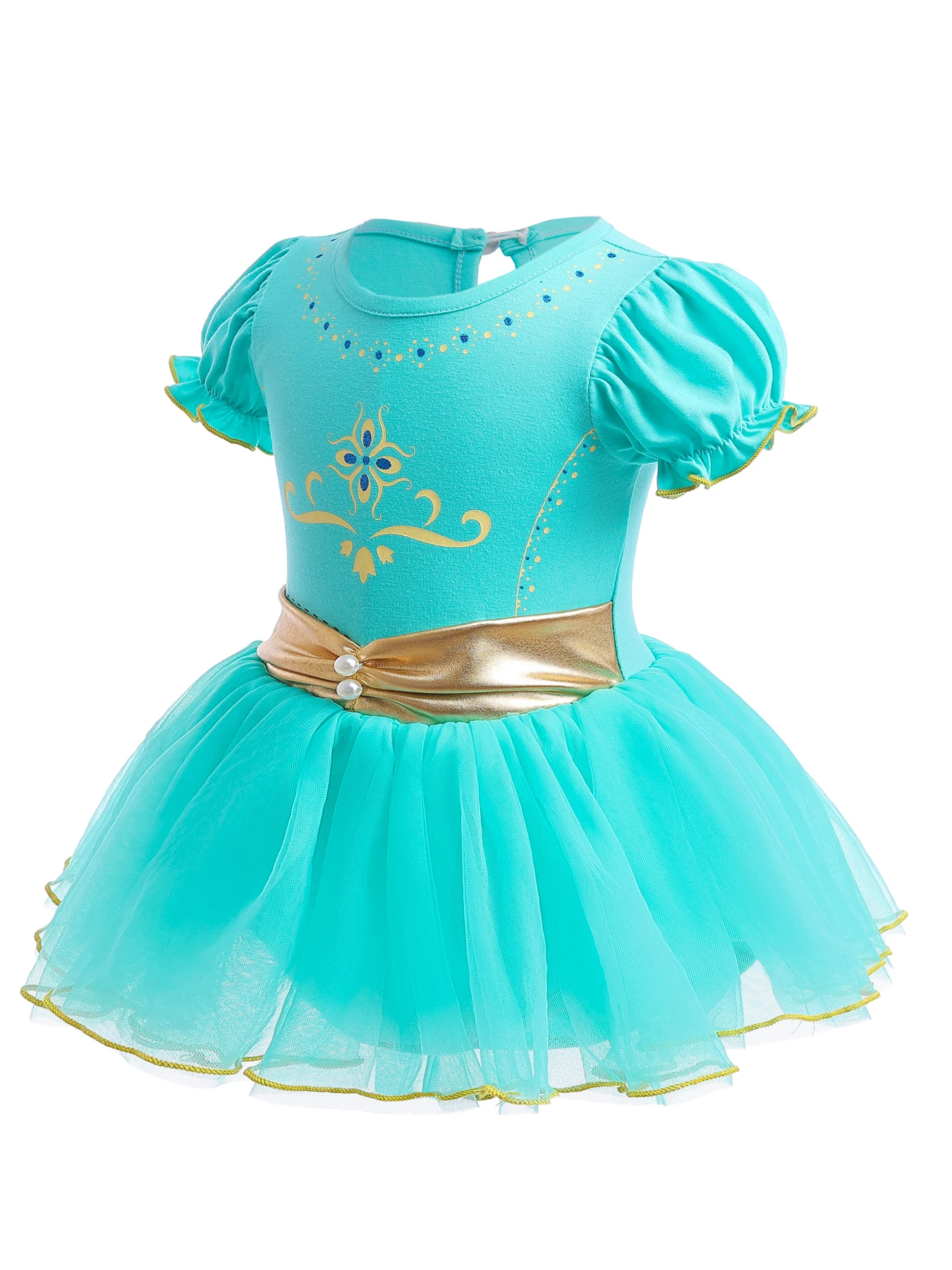 Baby Toddler Girls Christmas Princess Jasmine Costume Halloween Princess Birthday Party Cotton Romper Tutu Dress w/Headband