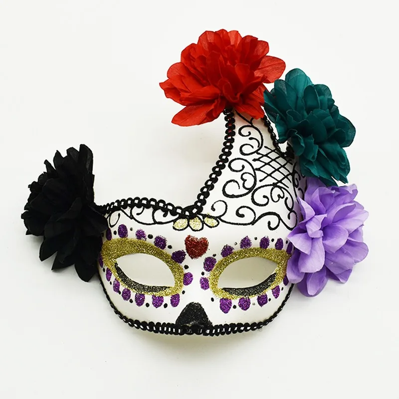 Halloween Blumenmaske, verstellbar, elegant, Party, halbe Gesichtsbedeckung, Damen, Herren, Karneval, Maskerade, Anzieh, Performance, Kostüm-Requisiten