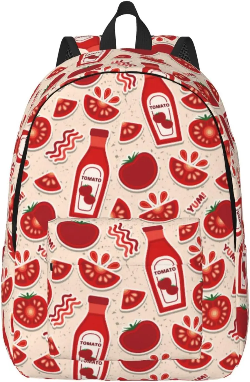

Travel Laptop Backpack - Cute Tomato Ketchup Canvas Backpack Computer Backpack Bag