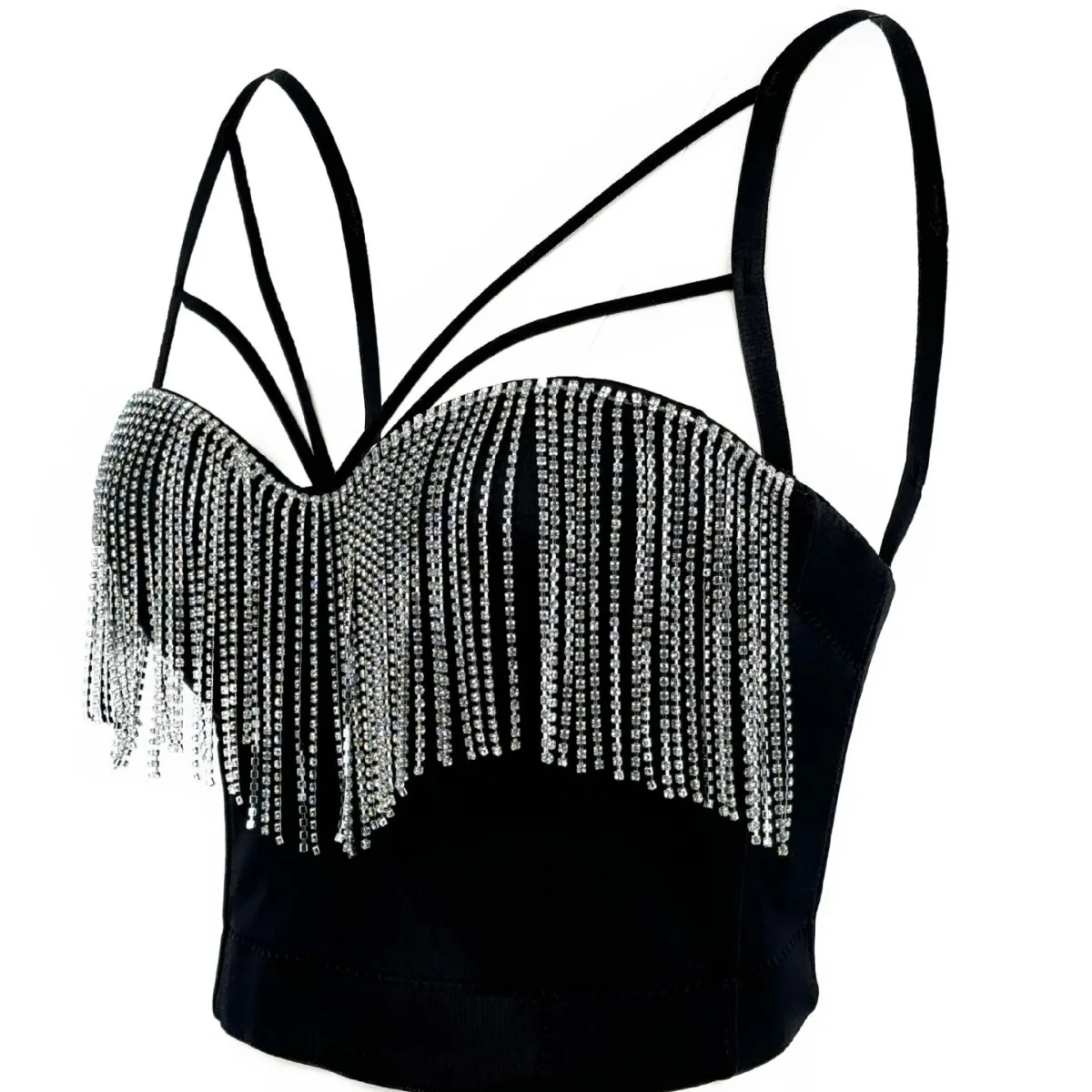 

customized women's adult sexy tight fitting chest top with chest cushion gathered underwear worn with tassel fishbone corset