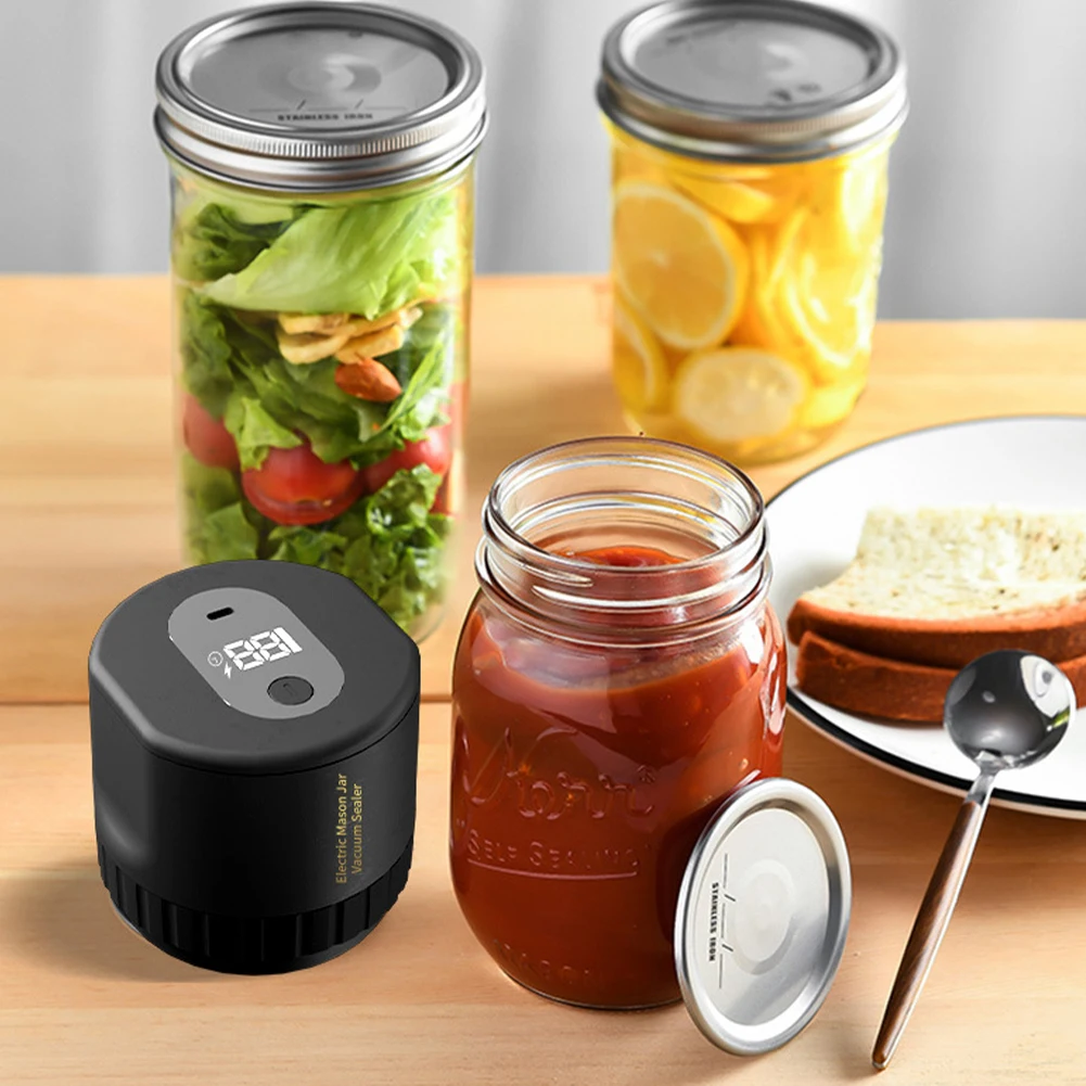 Electric Mason Jar Vacuum Sealer Cordless Canning Vacuum Sealer Kit Electric Automatic Food Storage for Regular-Mouth Mason Jars