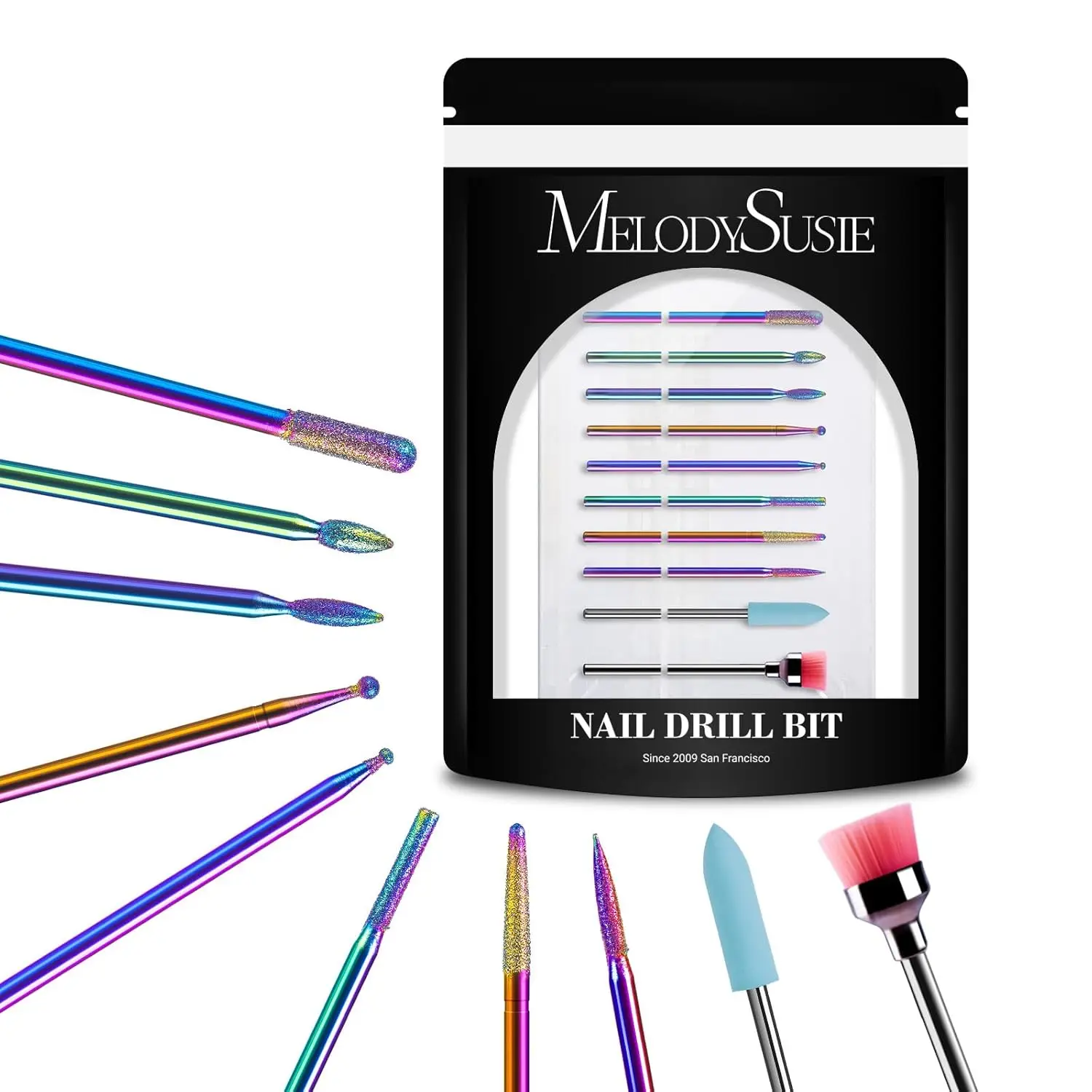 

10pcs Diamond Cuticle Bits Set, 3/32" Universal for Nail Drill, Manicure Pedicure Tools for Acrylic Gel Nails, Salon & Home Use