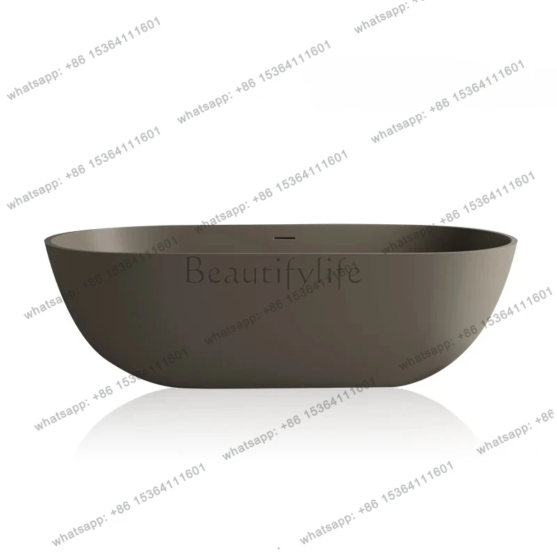 

Integrated independent artificial stone bathtub Hotel B & B project goose egg-shaped Nordic light luxury bathtub