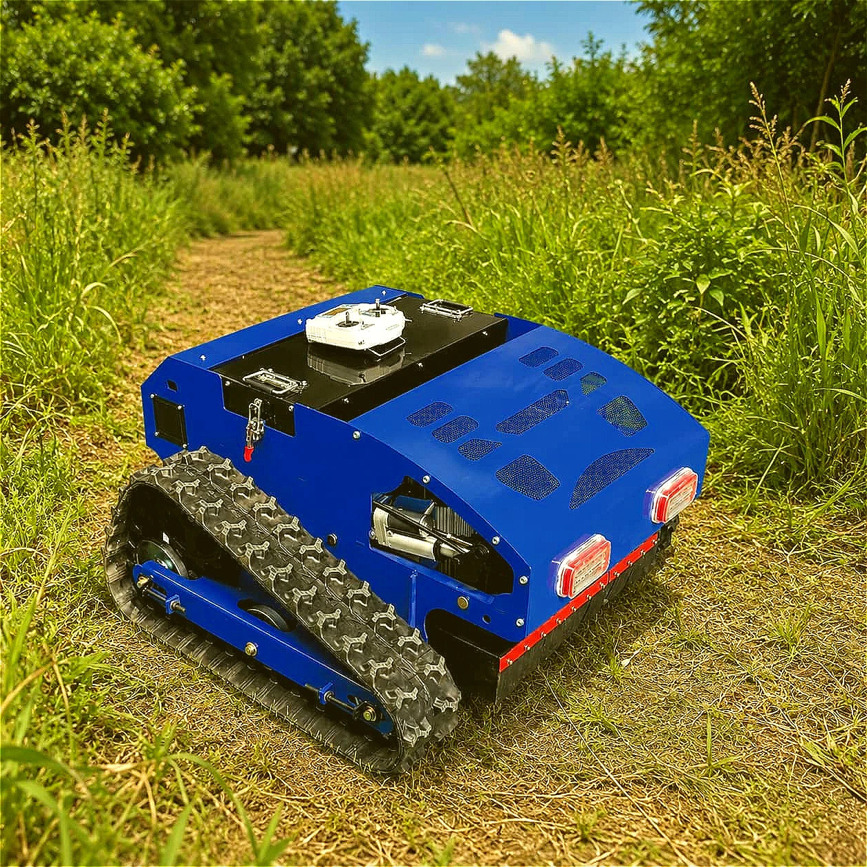 

1000mm Cut Crawler Remote Lawn Mower All Terrain 4WD Rubber Track Hillside Grass Cutter Customized for Orchard Vineyard Forestry