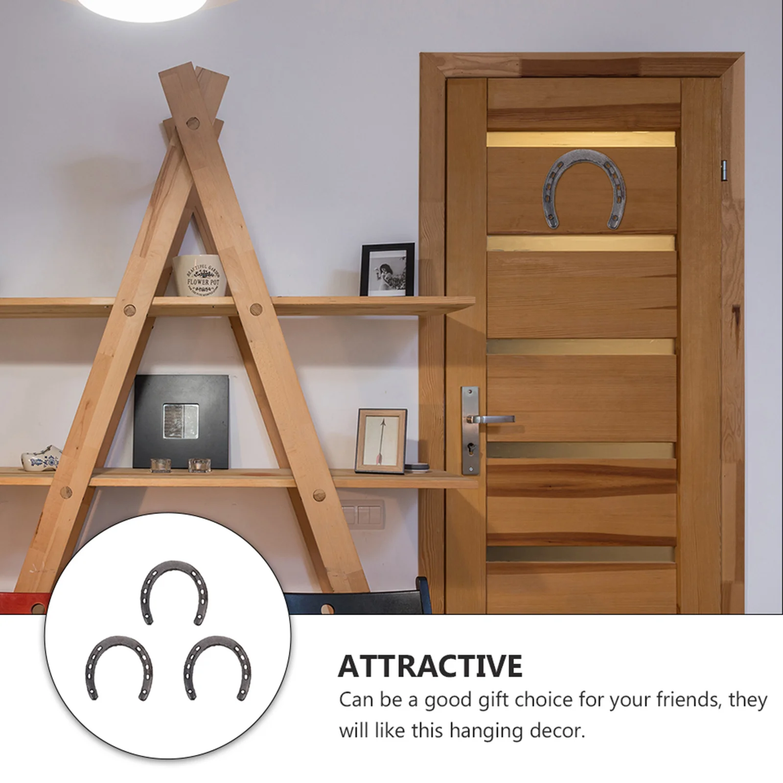 

3Pcs Unique Horseshoe Wall Hanging Ornament Hanging Decor Photography Prop for Home Bedroom Office Wall Decoration
