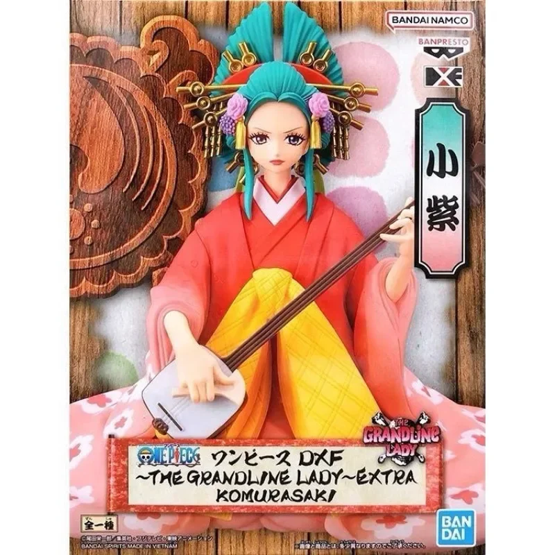 Bandai Original One Piece Kozuki Hiyori DXF THE GRANDLINE LADY EXTRA KOMURASAKI PVC Action Figures Ornaments Figure Toys 13cm