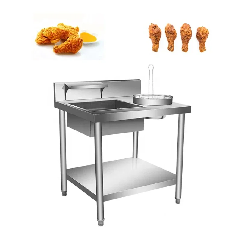 KFC fried chicken breading sifter table peanut flour coating machine fast food manual breading table