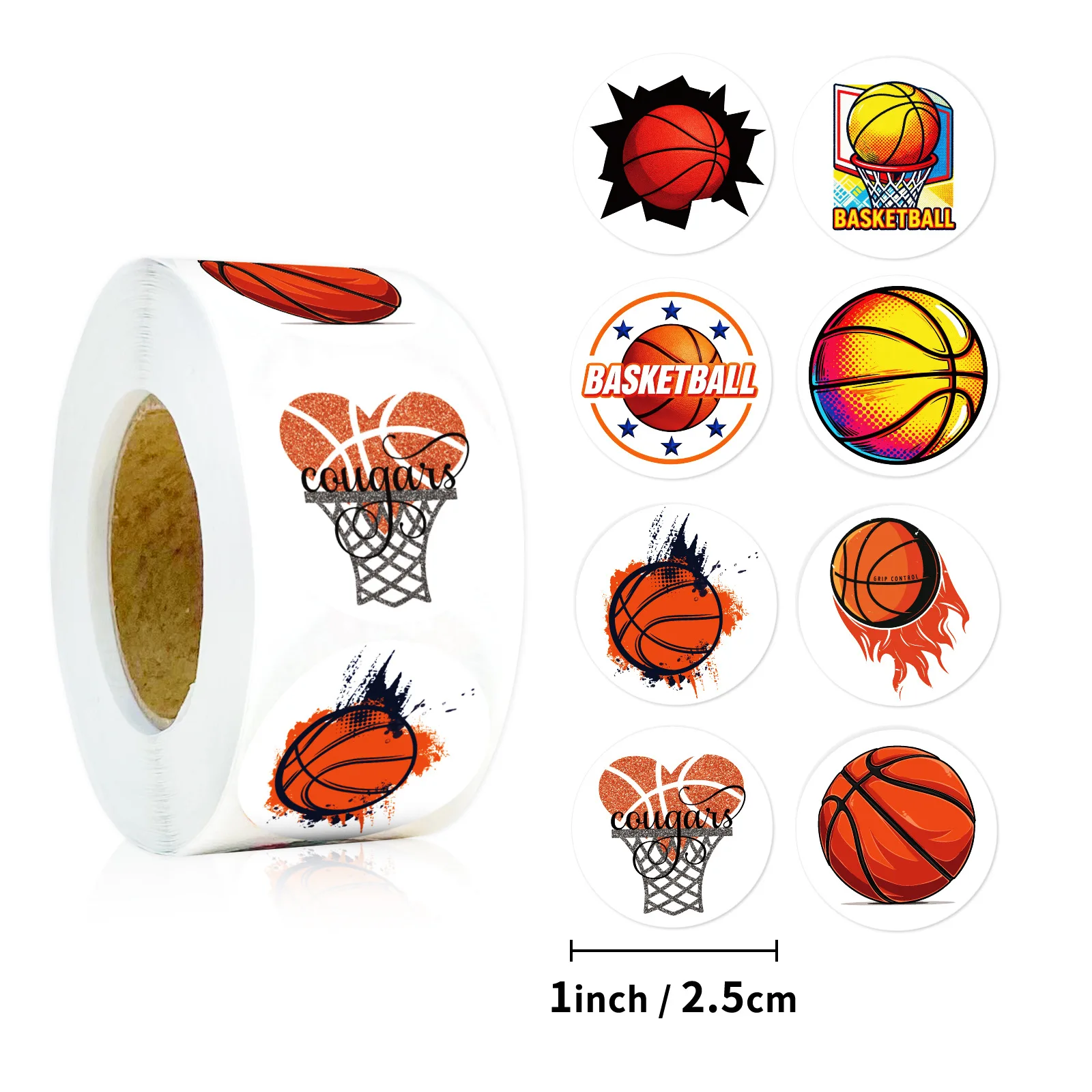 500 قطعة/لفة الكرتون لطيف كرة السلة ختم ملصق DIY بها بنفسك بولي كلوريد الفينيل محمول الشارات الديكور ملصق مكافأة دمى هدايا