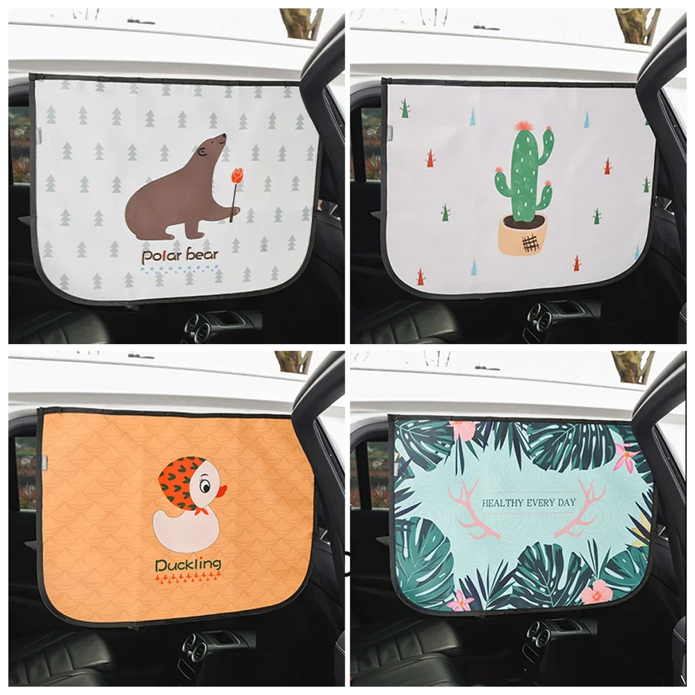 Universal Car Sun Shade Cover Magnetic UV Protection Curtain Side Window Sunshade Cover For Baby Kids Cute Cartoon Car Styling